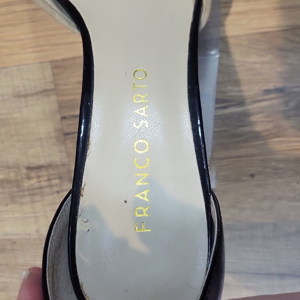 FRANCO SARTO Austin Black Tan Black Ankle Strap Peep Toe 3" Heel - Picture 2 of 12